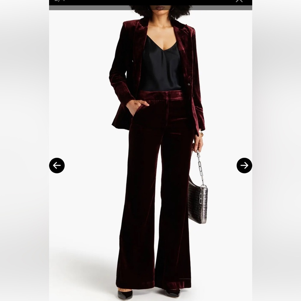 VERONICA BEARD Lebone Velvet Flared Pants in wine burgundy size 2